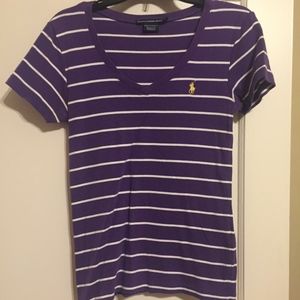 Purple and White Ralph Lauren T-Shirt